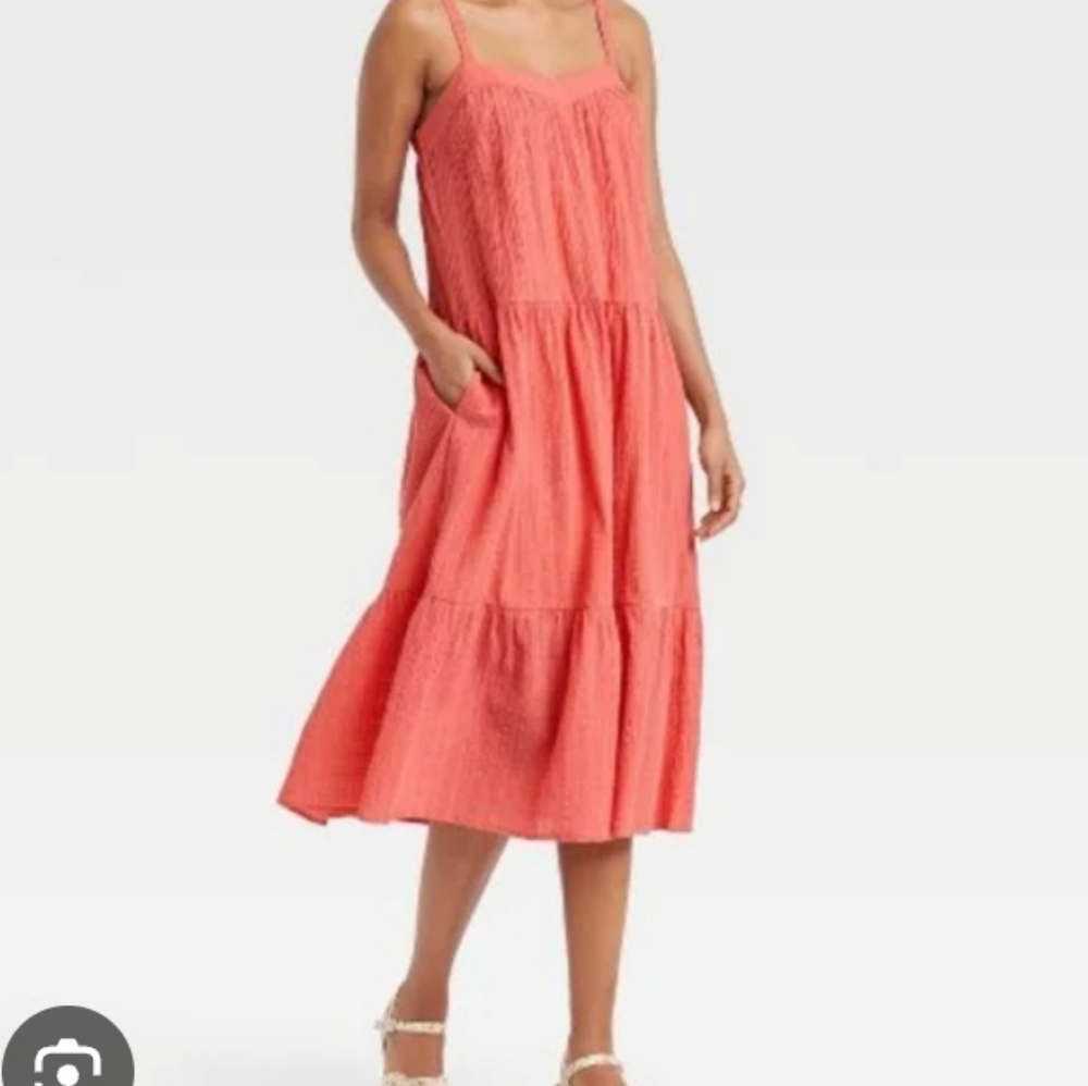 Knox Rose Dress‎ XS Tiered Seersucker Midi Dress Cute